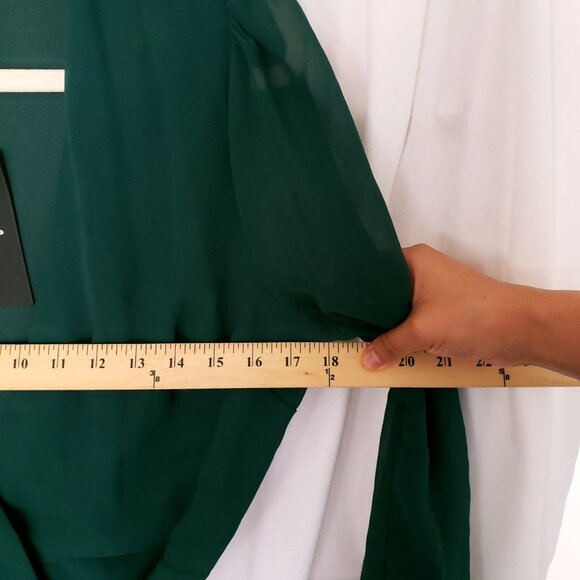 Lulus My Whole Heart Emerald Green Long Sleeve Wrap Dress Formal Party Size L - Picture 8 of 16
